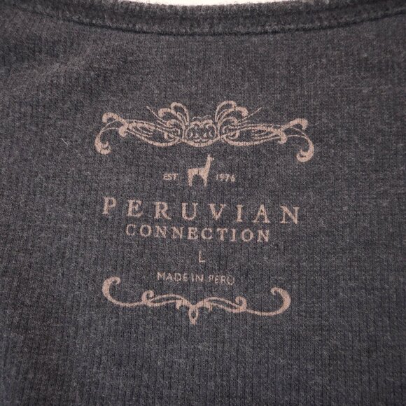 Peruvian Connection Women's L Ribbed Tank Top Pima Cotton Modal Blend Charcoal - Picture 6 of 10